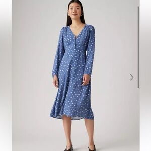 Levi's Blue Wrap Sundress Long Sleeve V-Neck